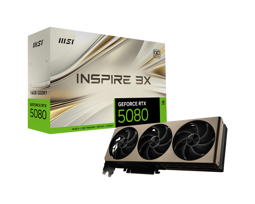Видеокарта MSI GeForce RTX 5080 16G INSPIRE 3X OC, 16Gb GDDR7 256-bit 1xHDMI 3xDP (G5080-16I3C)