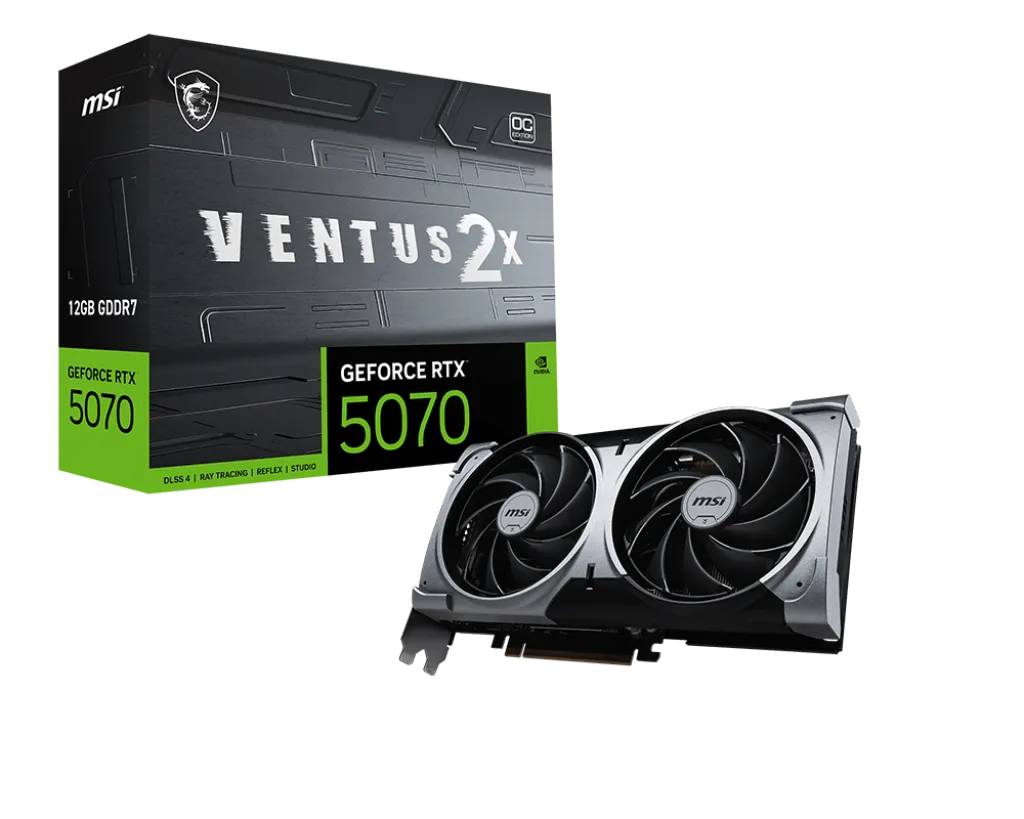 Видеокарта MSI GeForce RTX 5070 12G VENTUS 2X OC, 12Gb GDDR7 192-bit 1xHDMI 3xDP G5070-12V2C