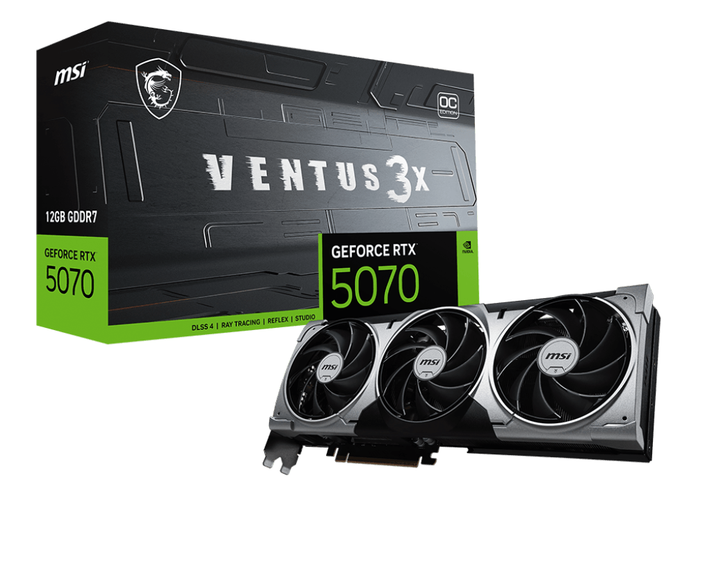 Видеокарта MSI GeForce RTX 5070 12G VENTUS 3X OC, 12Gb GDDR7 192-bit 1xHDMI 3xDP