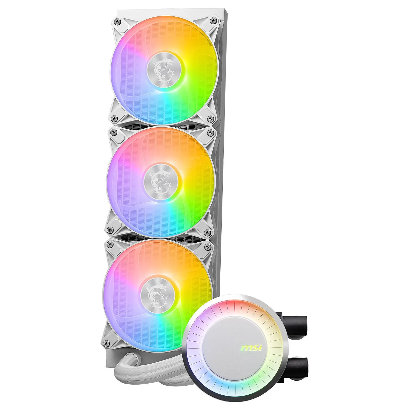 Водяное охлаждение для CPU MSI MAG CORELIQUID E360 WHITE. Socket Intel/AMD, 4pin, Fan 3x120см, ARGB — фото 5