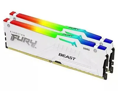 Оперативная память  32GB Kit (2x16) DDR5 6000MHz Kingston FURY Beast Whit RGB CL30 KF560C30BWEAK2-32