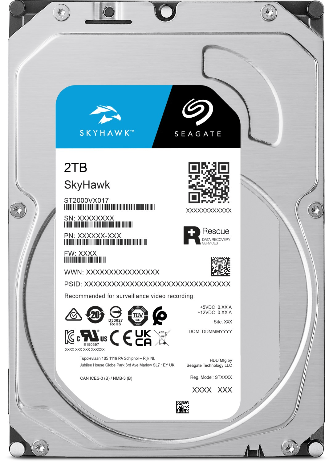 Жесткий диск для видеонаблюдения  2Tb Seagate SkyHawk SATA3 3.5