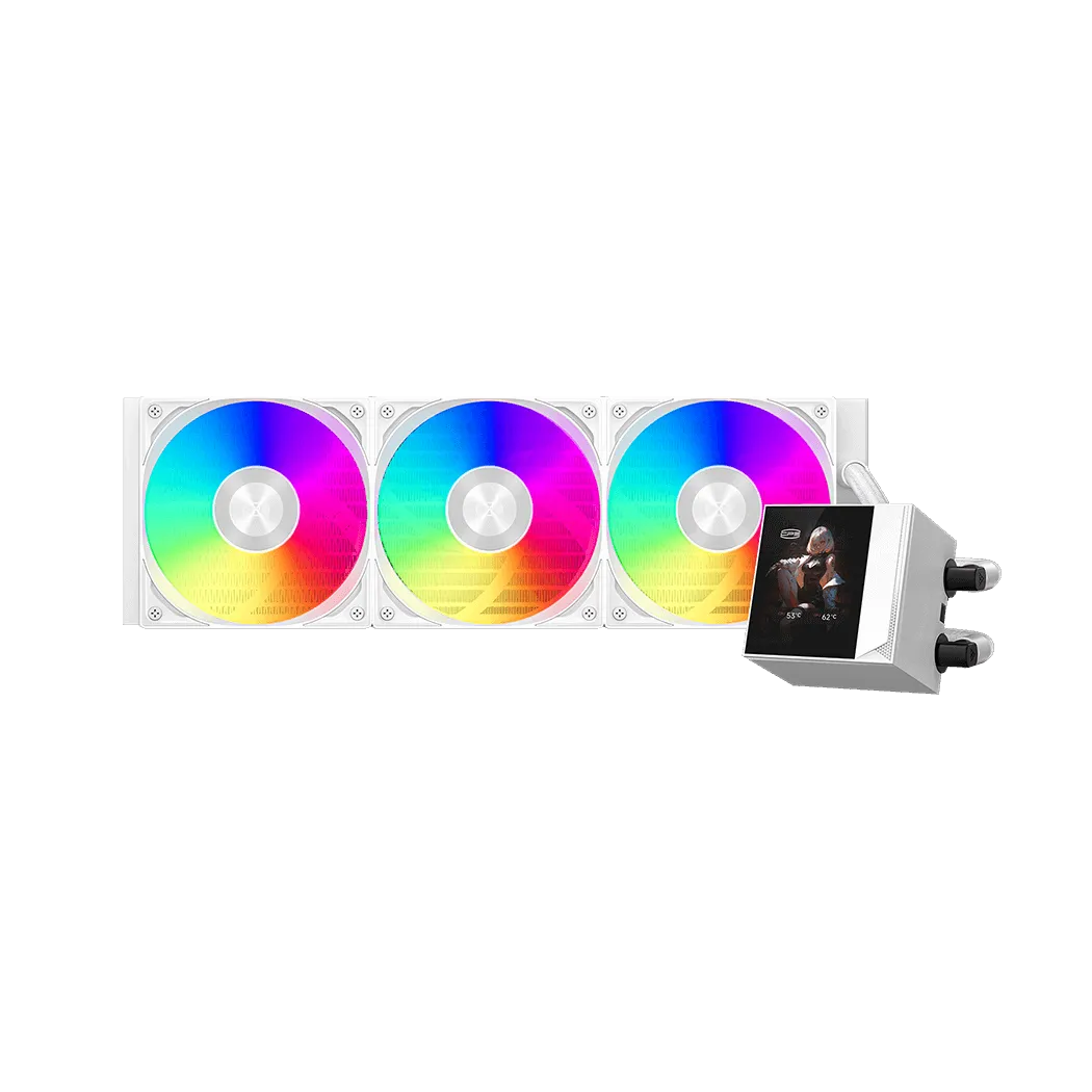 Водяное охлаждение для CPU PCCooler DC360 Pro ARGB Display WH 280W 115X/1200/1700/1851/AM4/AM5 Белый — фото 2