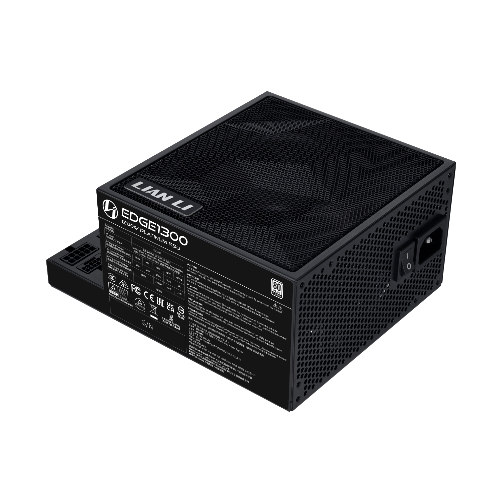 Блок питания Lian Li EG1300 BLACK 1300W Full Modular, 80+ PLATINUM, КПД 92% G9P.EG1300.BE00.EU