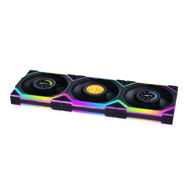 Вентилятор для корпуса Lian Li UNI FAN SL WIRELESS LCD Rev.Blade 3x120mm Black G99.12RSLLCD1W3B.00
