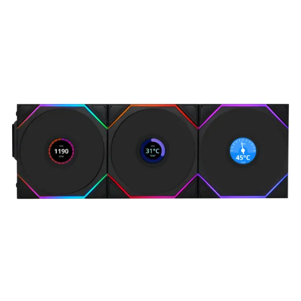 Вентилятор для корпуса Lian Li UNI FAN TL 120 LCD Reverse Blade Wireles ARGB Black 12RTLLCD1W1B — фото 4