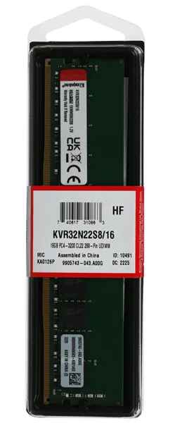 Модуль памяти Kingston KVR32N22S8/16  DDR4 DIMM 16Gb 3200 MHz CL22 (8473302008) — фото 3