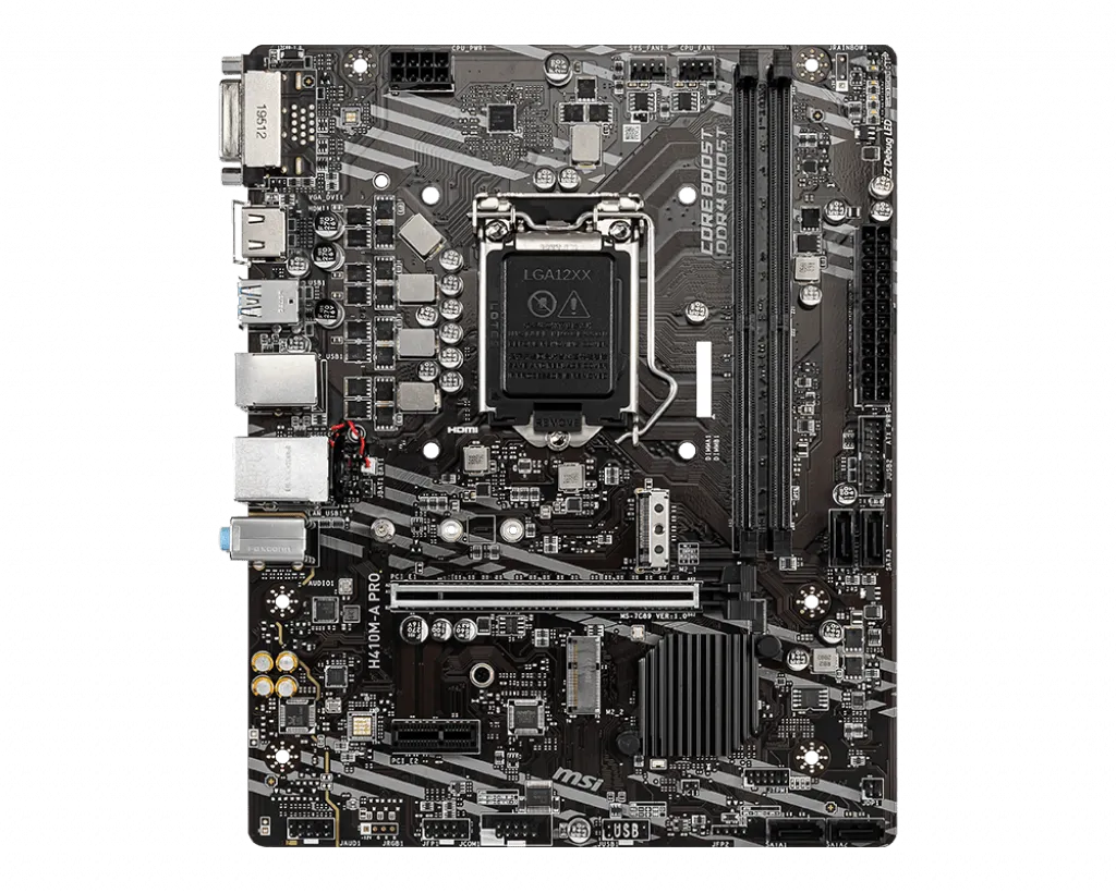 Материнская плата MSI H410M-A PRO LGA1200 iH410 2xDDR4 4xSATA3 2xM.2 DVI HDMI mATX — фото 2
