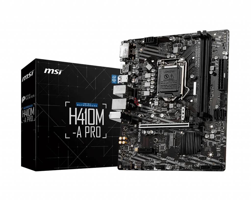 Материнская плата MSI H410M-A PRO LGA1200 iH410 2xDDR4 4xSATA3 2xM.2 DVI HDMI mATX