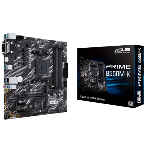 Материнская плата ASUS PRIME B550M-K  AM4 4xDDR4 4xSATA3 RAID 2xM.2 DVI-D D-Sub HDMI mATX