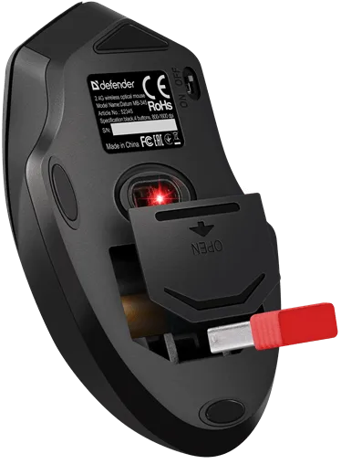 Мышь беспроводная Defender Datum MB-345 Nano B(Черный) 4кн+кл, 800-1600 dpi — фото 4