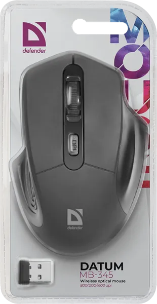 Мышь беспроводная Defender Datum MB-345 Nano B(Черный) 4кн+кл, 800-1600 dpi — фото 5