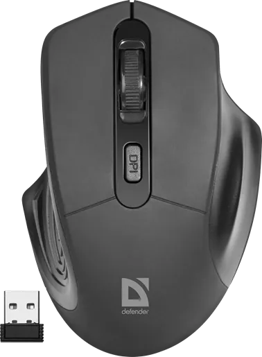 Мышь беспроводная Defender Datum MB-345 Nano B(Черный) 4кн+кл, 800-1600 dpi — фото 1