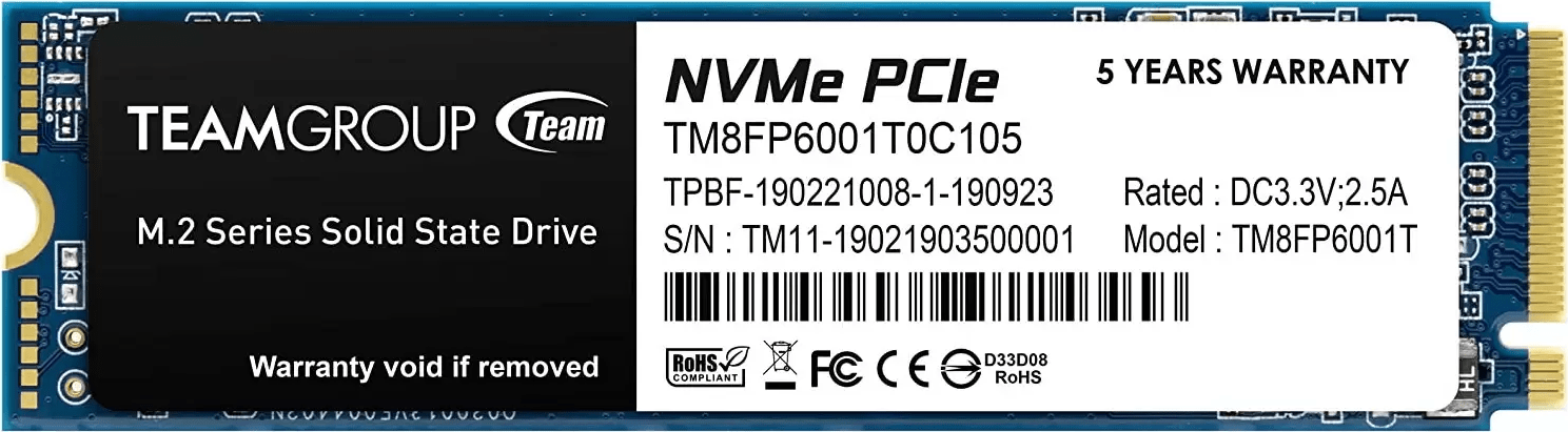 Твердотельный накопитель 1000GB SSD TeamGroup MP33 M.2 NVMe R1800Mb/s W1500MB/s TM8FP6001T0C101
