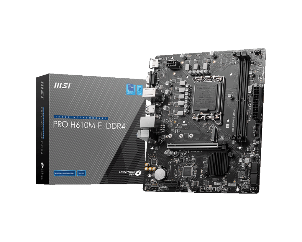 Материнская плата MSI PRO H610M-E DDR4 LGA1700 H610 2xDDR4 4xSATA3 M.2 VGA HDMI mATX