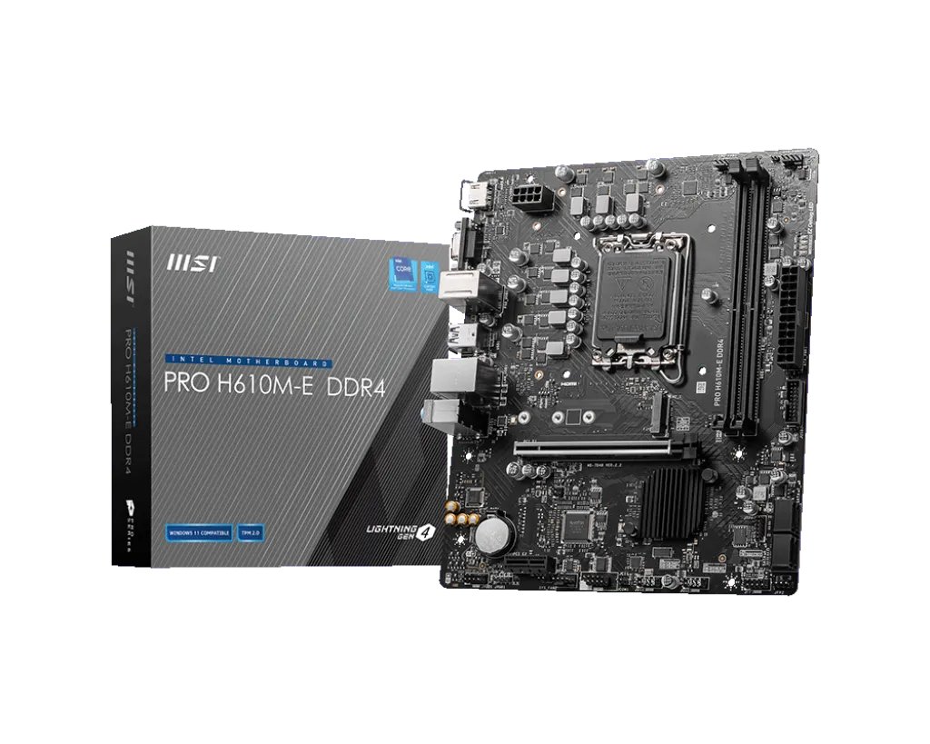 Материнская плата MSI PRO H610M-E DDR4 LGA1700 H610 2xDDR4 4xSATA3 M.2 VGA HDMI mATX