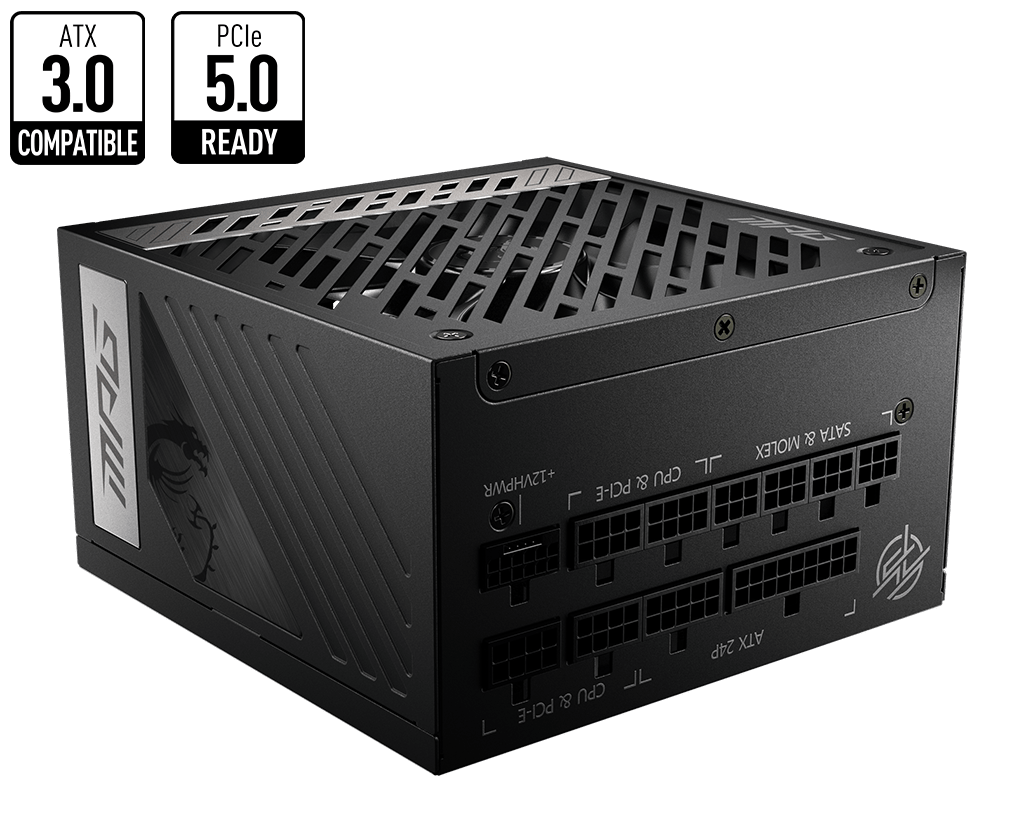 Блок питания MSI MPG A1000G PCIE5, 1000W, Active PFC, 80+ GOLD, Full Modular, MPG A1000G PCIE5