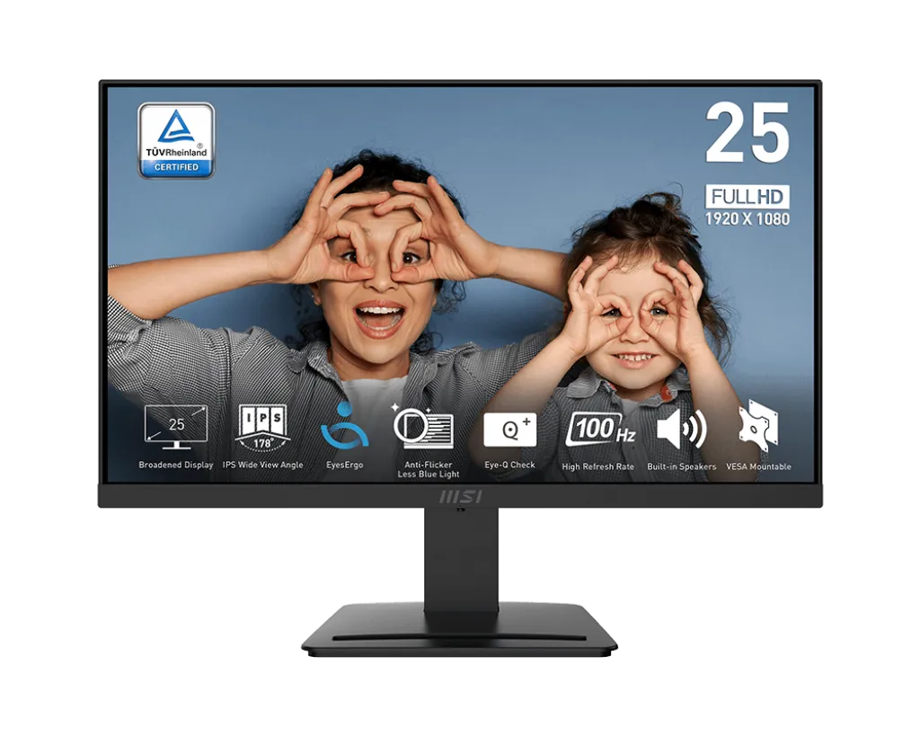 Монитор 24,5" MSI PRO MP253 IPS 1920x1080 100Hz 1ms 300cd/m 1000:1 1xD-Sub 1xHDMI 1xDP 2x3W Черный