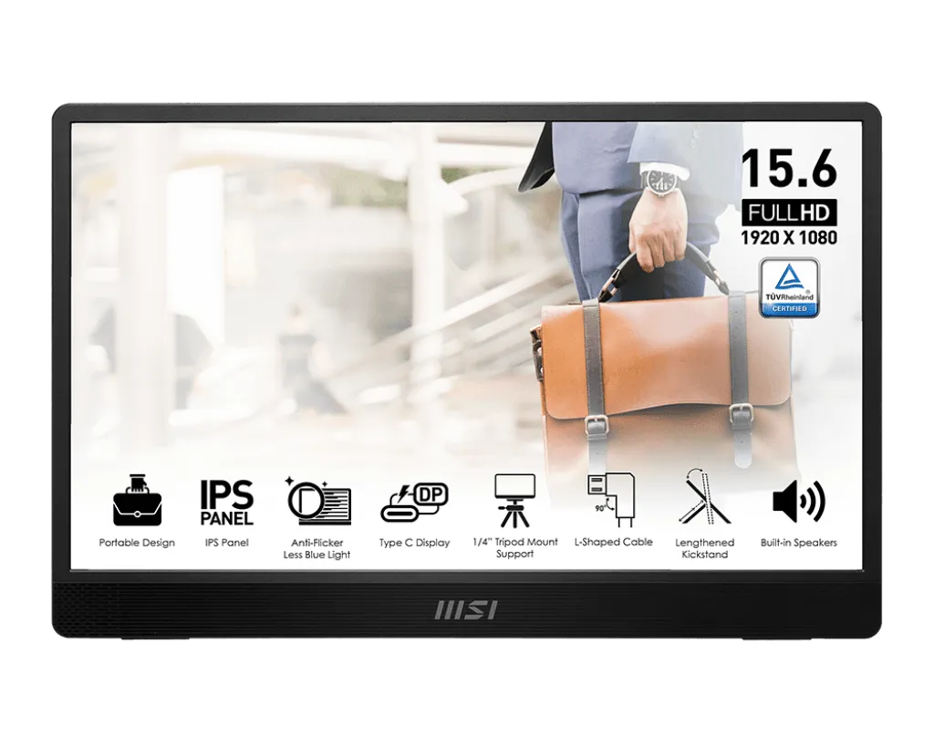 Портативный Ультратонкий Монитор 15.6" MSI PRO MP161 E2 IPS 1920х1080 60Hz 4ms Черный