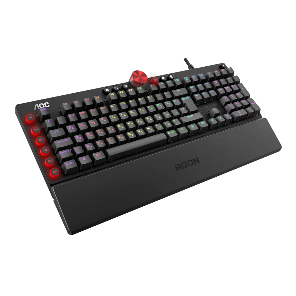 Механическая Игровая Клавиатура AOC AGK700 MX RED CHERRY RGB кабель 1,8м USB2.0 AGK700DR2R — фото 3