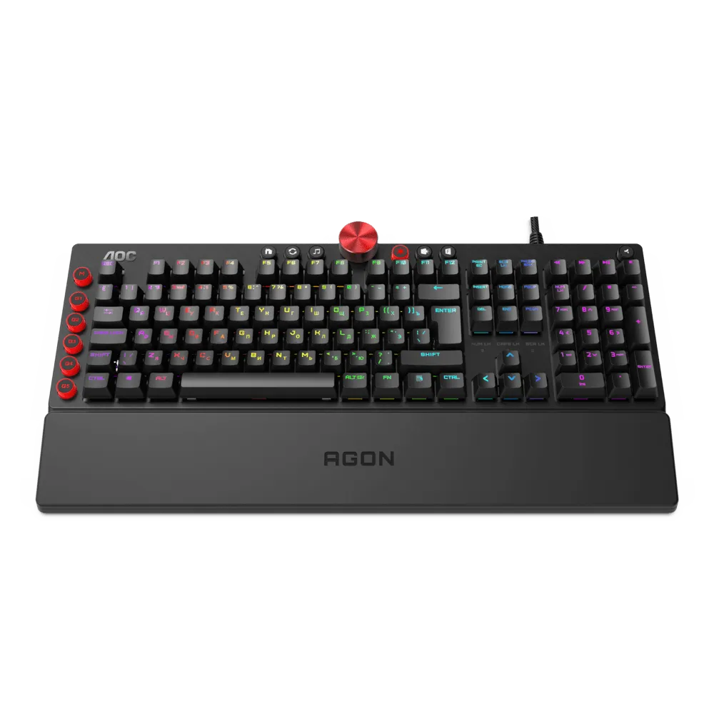 Механическая Игровая Клавиатура AOC AGK700 MX RED CHERRY RGB кабель 1,8м USB2.0 AGK700DR2R