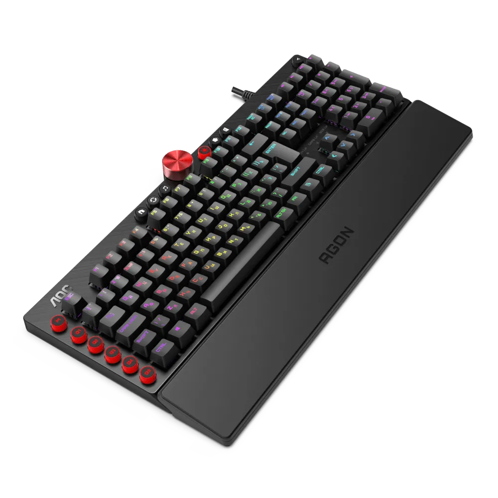Механическая Игровая Клавиатура AOC AGK700 MX RED CHERRY RGB кабель 1,8м USB2.0 AGK700DR2R — фото 7
