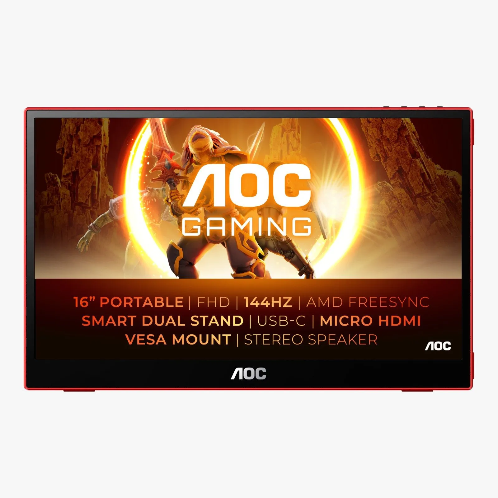 Монитор портативный AOC 15,6" 16G3 IPS 1920x1080 144Hz 4ms 250cd/m 1000:1 2xUSB-C 1xMicroHDMI — фото 6