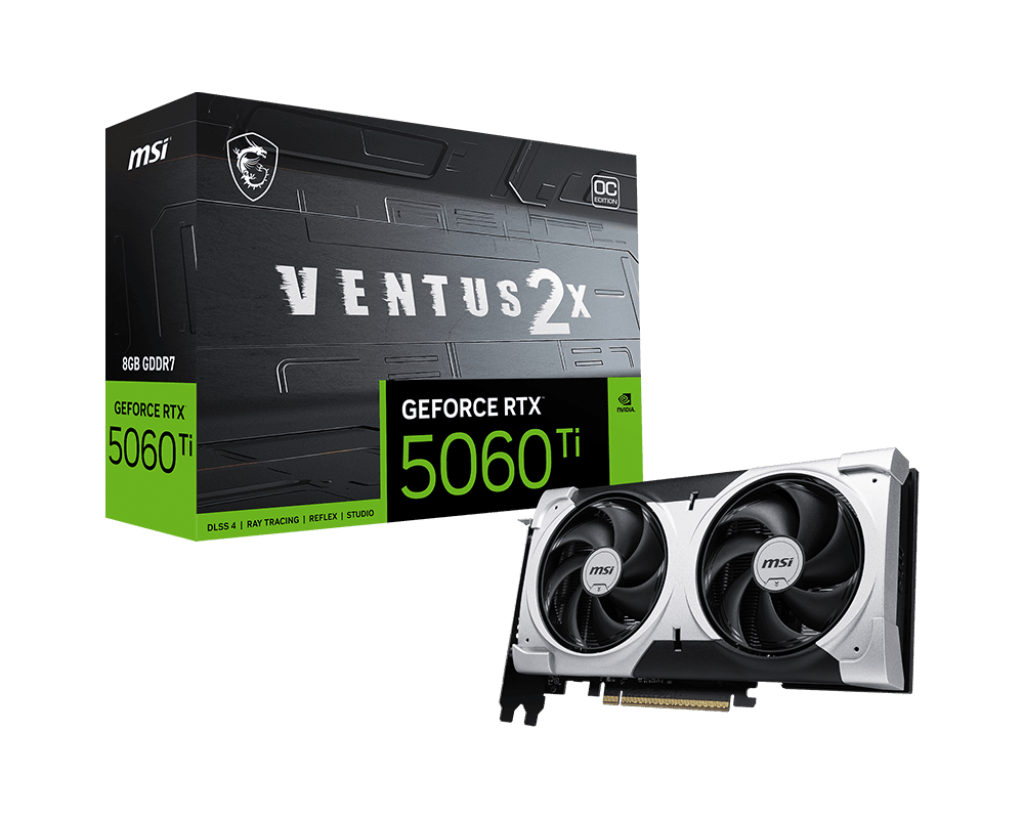 Видеокарта MSI GeForce RTX 5060 Ti 8G VENTUS 2X OC PLUS, 8Gb GDDR7 128-bit 1xHDMI 3xDP G506T-8V2CP