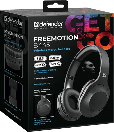 Наушники с микрофоном Defender FreeMotion B445 черный — фото 7