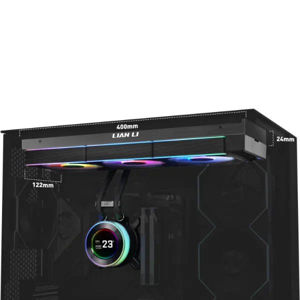 Водяное охлаждение для CPU Lian Li Hydroshift lI LCD-C 360TL 3x120mm Black G89.GHS2LCD36TB.00 — фото 3