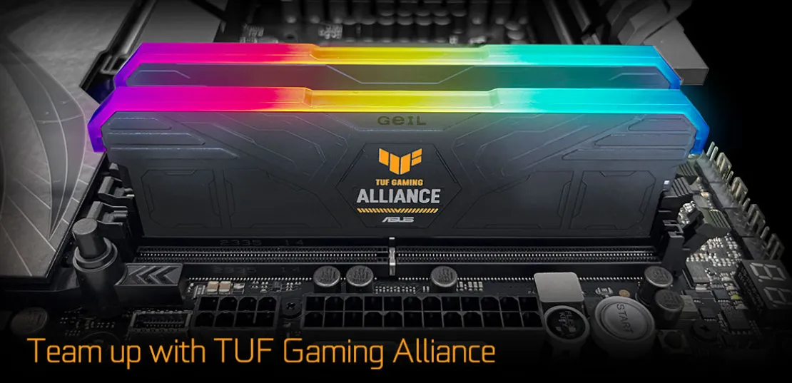 Оперативная память 32GB Kit (2x16GB) GEIL GEMINI RGB TUF 5200Mhz DDR5 CL34 GMST532GB5200C34ADC Black — фото 1