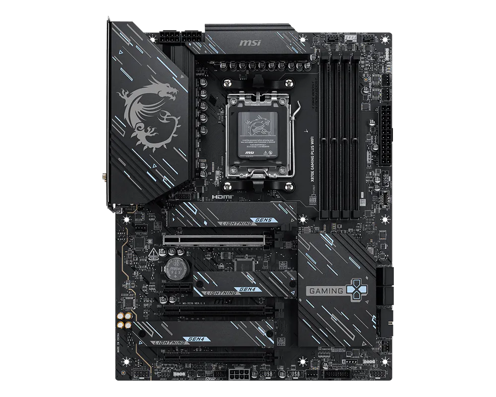 Материнская плата MSI X870E GAMING PLUS WIFI AM5 4xDDR5 4xSATA3 RAID 3xM.2 HDMI 2xType-C(DP) ATX