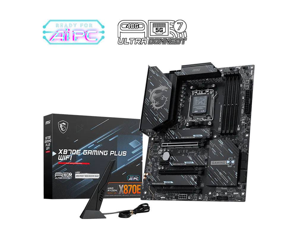 Материнская плата MSI X870E GAMING PLUS WIFI AM5 4xDDR5 4xSATA3 RAID 3xM.2 HDMI 2xType-C(DP) ATX — фото 2