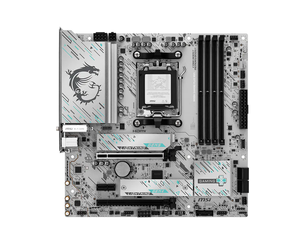 Материнская плата MSI B850M GAMING PLUS WIFI AM5 4xDDR5 4xSATA3 RAID 3xM.2 HDMI DP 2xType-C(DP) mATX
