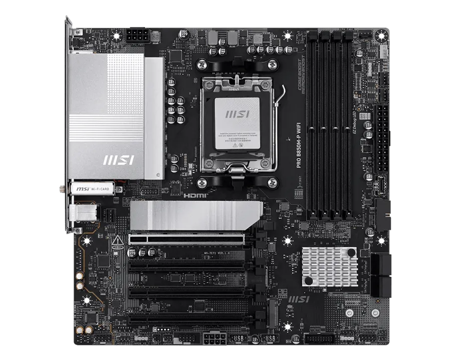 Материнская плата MSI PRO B850M-P WIFI AM5 4xDDR5 4xSATA3 RAID 3xM.2 HDMI DP Type-C mATX