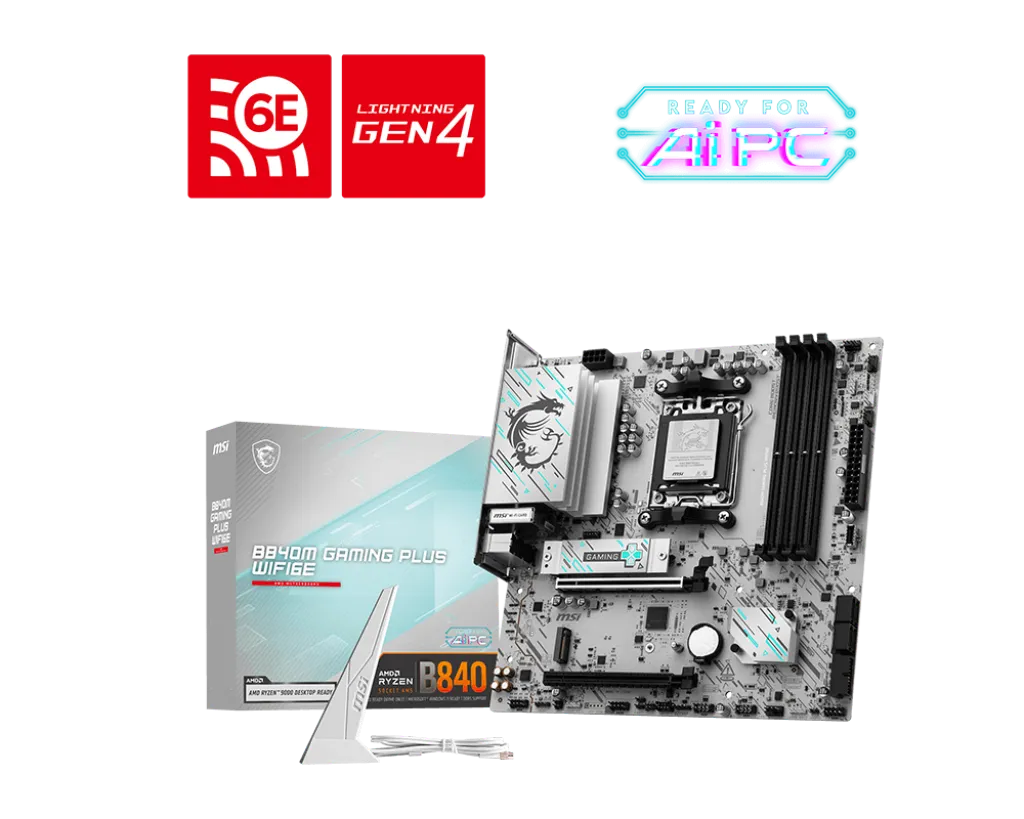 Материнская плата MSI B840M GAMING PLUS WIFI6E AM5 4xDDR5 4xSATA3 RAID 2xM.2 HDMI Type-C mATX
