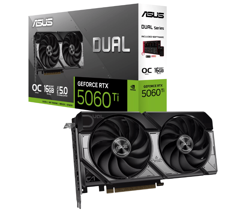 Видеокарта ASUS GeForce RTX5060 Ti 16Gb, DUAL OC GDDR7 128-bit 1xHDMI 3xDP DUAL-RTX5060TI-O16G