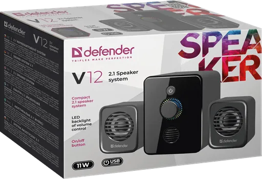 Активная акустическая 2.1 система Defender V12. Питание от USB. Светодиодная подсветка. — фото 5
