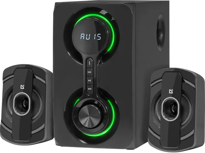 Колонки Defender Eclipse (2.1) - Black, 40Вт (2х10+20) RMS, 40Hz-20kHz, SD, USB, FM, MP3, LED