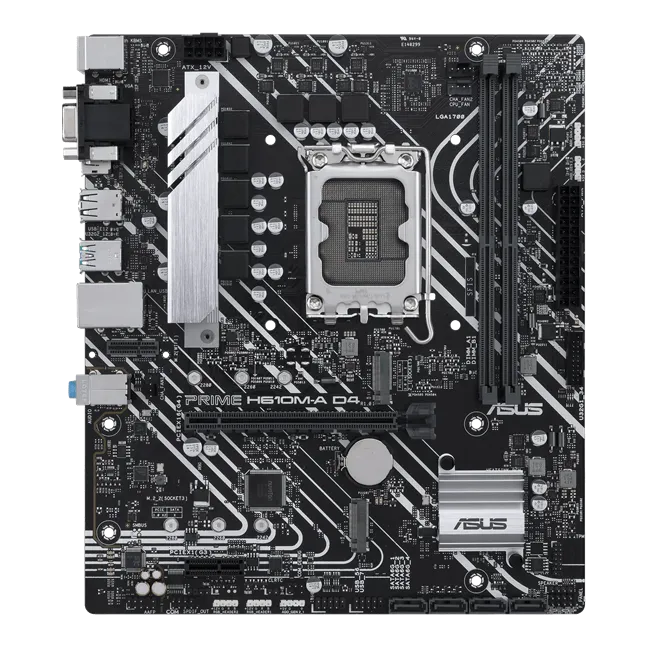 Материнская плата ASUS PRIME H610M-A D4-CSM, LGA1700 2xDDR4 4xSATA3 2xM.2 D-Sub HDMI DP 2xARGB mATX