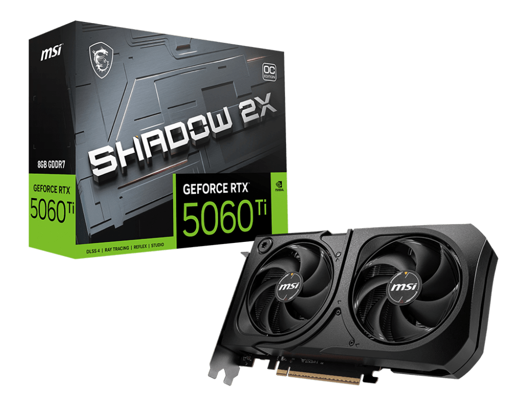 Видеокарта MSI GeForce RTX 5060 Ti 8G SHADOW 2X OC PLUS, 8Gb GDDR7 128-bit 1xHDMI 3xDP G506T-8S2CP