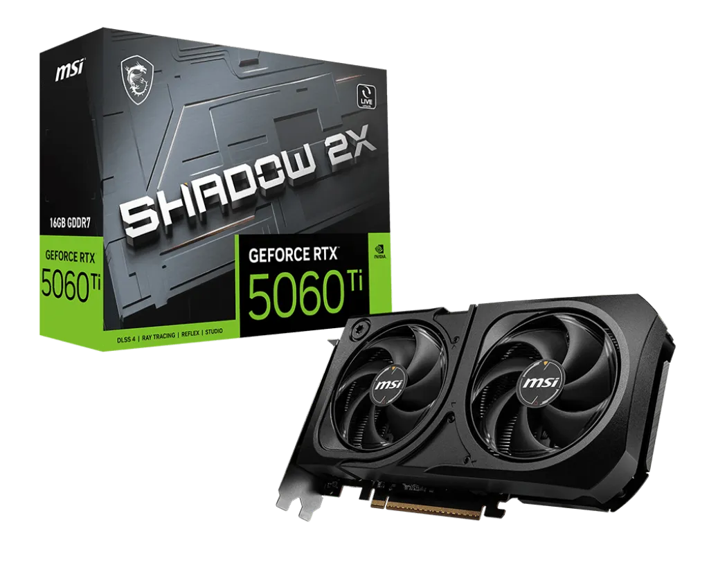 Видеокарта MSI GeForce RTX 5060 Ti 16G SHADOW 2X PLUS, 16Gb GDDR7 128-bit HDMI 3xDP G506T-16S2P