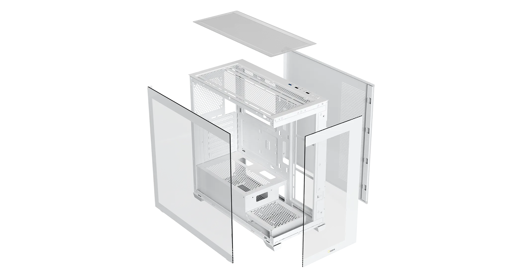 Корпус Ocypus Gamma C72 WH ARGB ATX/mATX/ITX 3xUSB Белый Gamma-C72-WHD400XX-GL — фото 8