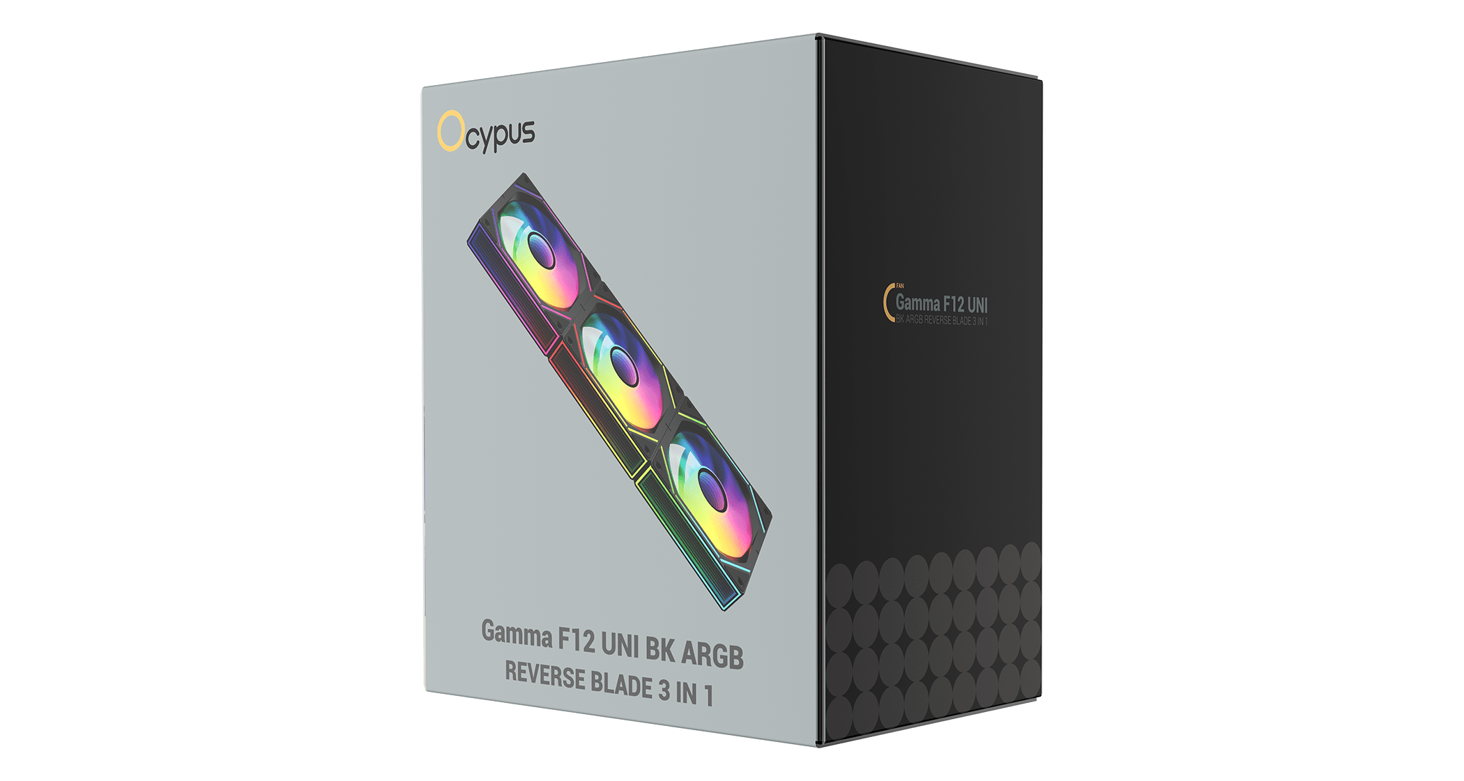 Вентилятор для корпуса Ocypus Gamma F12 UNI BK ARGB REVERSE BLADE 3-IN-1 800-1800RPM Черный