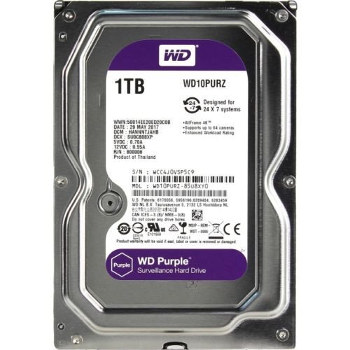 Жесткий диск для видеонаблюдения HDD  1Tb Western Digital Purple SATA 6Gb/s 64Mb 3,5