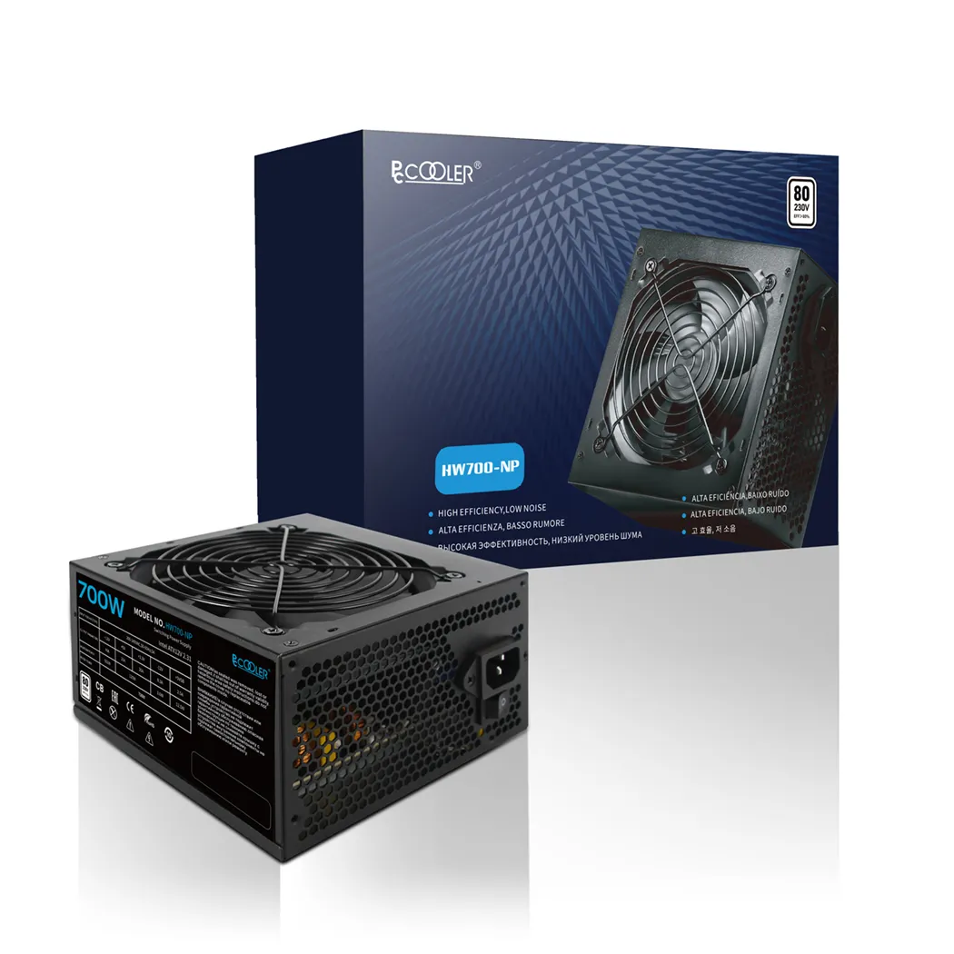 Блок питания PCCooler 700W, HW700-NP, Non Modular, 80+, КПД ≥80%, ATX, Fan 120mm, Черный, HW700-NP