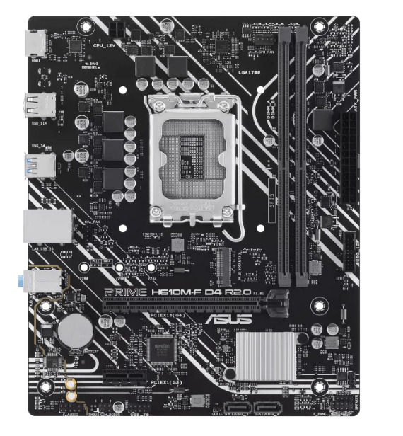Материнская плата ASUS PRIME  H610M-F D4 R2.0, LGA1700 2xDDR4 2xSATA3 1xM.2 1xHDMI mATX