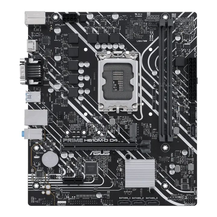 Материнская плата ASUS PRIME H610M-D D4, LGA1700 2xDDR4 4xSATA3 M.2 D-Sub HDMI COM mATX