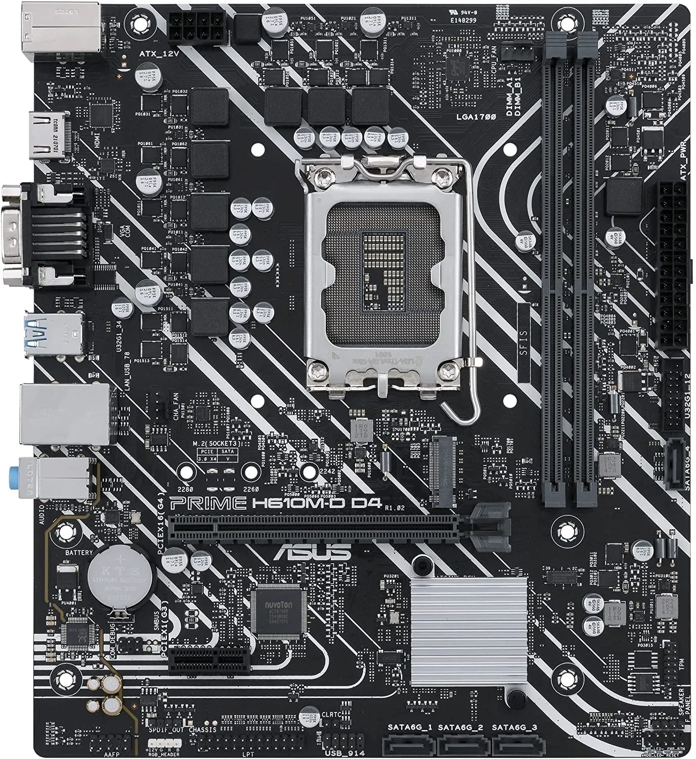 Материнская плата ASUS PRIME H610M-D D4, LGA1700 2xDDR4 4xSATA3 M.2 D-Sub HDMI COM mATX — фото 2