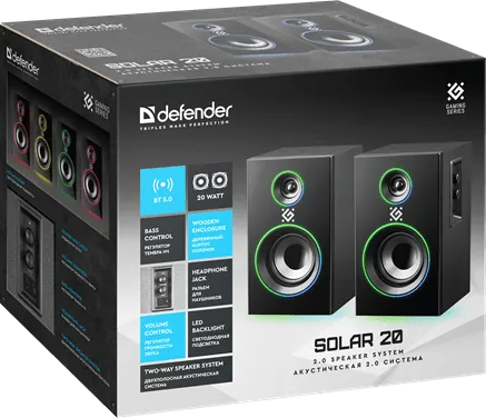 Колонки Defender Solar 20 Акустическая 2.0 система Гймерские компьютерные колонки в деревя — фото 7
